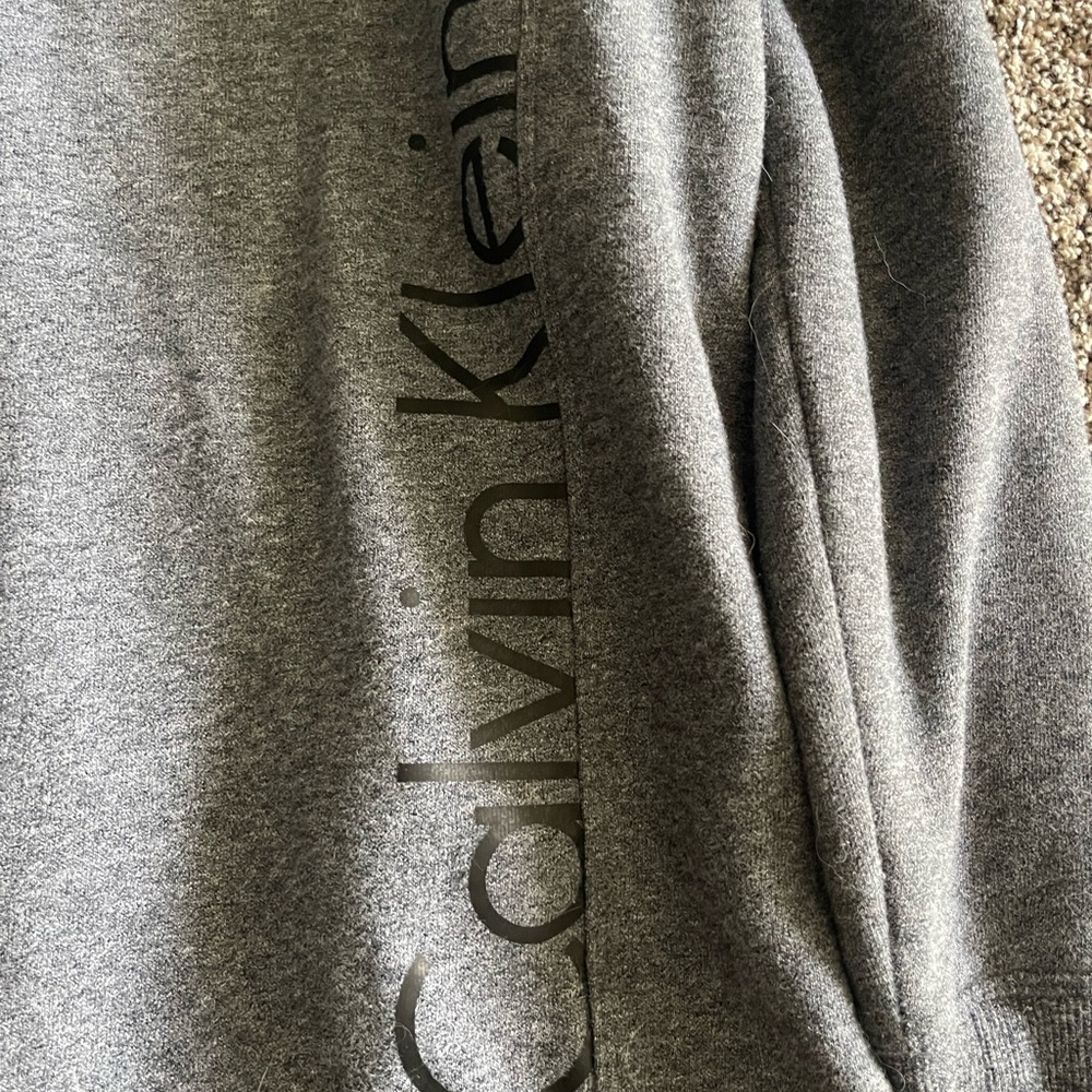 Calvin Klein Grey Hooded Pullover with Black Lined Collar - Picture 2 of 4